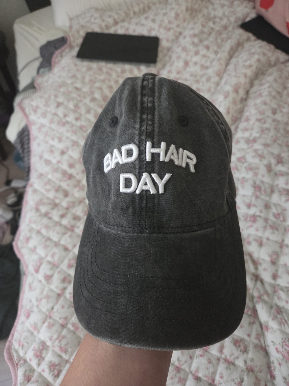 Bad Hair Day Embroidered Black Baseball Cap